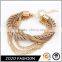 Fashion Fabric Weave Jewelry Multi Layers Rope Metal Chain Bracelet