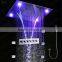 Remote control led color change luxury rainfall waterfall shower kits massage faucet systems with thermostatic shower mxer