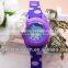 Fashion promotional cheap plastic case silicon quartz watch for women