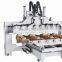 4 axis 3d cnc router engraving machine with 8 heads and 8 rotary cnc router