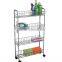 Kitchen Laundry 4 Tiers Chrome Metal Rolling Cart