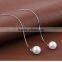 Sweet Korean Style Long Pendant Earring White Shell Pearl White Gold Filled Earring For Ladies