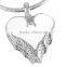 SRP8413 High Quality Pearl White Angel Winged Heart Necklace Memorial Cremation Jewelry Stainless Steel Cremation Ashes Pendant