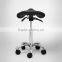 58-77 Black Leatherette Upholstery Sadle Stool Tilting Function, PU Leather Saddle Stool, Saddle Bar Stools