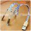 mobile accessories zipper sync data cable 2 in 1 zip charging cable for smartphone