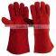 Safety Welding Gloves/Cow Split Leather Gloves/Leather Welding Gloves Red Color