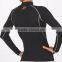 China Facotry Price Womens Skin Tight Compression Baselayer T Shirt Running Black Top