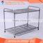 2 Shelf Wire Mesh Basket Shelving & Mental Square Shelves with Wheel for Restaurant