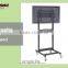 Two screen display metal TV bracket with wheels, double screen TV cart