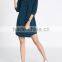 Women Exposed Button Front Shirt Dress with Skinny Belt