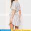 Latest short sleeve v neck shift striped shirt dress design casual summer office work wear dresses pictures for elegant ladies