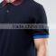 Custom Short Sleeve Button Placket Rib Collar Cuff Tip Men's 100% Polyester Breathable Pique 200g Navy Plain Casual Polo Shirt