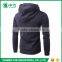 Morden Fashion Custom Logo Pure Color Double Zip Up Mens Sublimation Black Hoodie
