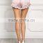 MGOO Foshan Manufacturer Satin Ruffle Trim Shorts High Waist Stretch Sleepwear Pink Plain Shorts