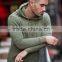 Olive Distressed Mens Pullover Hoodie 70% Cotton 30% Polyester Fleece Hoodie Tracksuit Top Fitted Gym Hoodie OEM