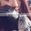 fashion women real leather gloves with rex rabbit fur