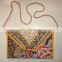Indian evening Clutch Hand Bag Purse Vintage Hand Embroidery Zari Work Shoulder ethnic Tribal Clutch Messenger cross body bag