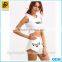 2015 Fashionable Summer Sexy Custom Embroidered White Denim Shorts
