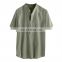 Men Polyester Cotton Long Short Sleeve Brown Solid Color Men's Hemp T-shirts