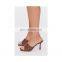 Ladies high fashion latest shoes womens brown crocodile print heeled sandals