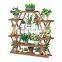 K&B Wholesale cheap windmill style multi layer solid wooden planting flower plants pot stand shelves for garden