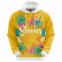 Yellow and White Custom Sublimation Hoodie with Watermelon and Leaf Pattern