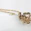 China supplier fashion jewelry gold plated beautiful metal crystal flower pendant necklace for wholesale