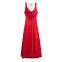 European and American women's swinging collar silk texture long suspender dress long skirt