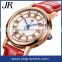 fashionable design leather strap 50m waterproof latest wrist watches for girls