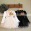 2015 new korean kids model dress black and white vintage princess skirt long sleeved dress100-140cm