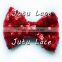Christmas sequin fabric big red hair bows, high quality decorative green bowknot for baby girls hair headbands
