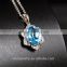 hot 925 silver 18K gold plated inlay blue topaz yellow citrine precious natural gemstone pendant necklace turkish silver jewelry