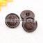 custom brown leather covered shank button