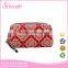 Wholesale fashion style floral-print PU cosmetic bags with double zipper