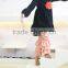 Wholesale Children's Boutique Clothing Kids Black Cotton Long Sleeve Flower Dress with Stripe Ruffle Pants Outfit Set Girl Cloth