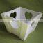 unique design handmade painted white color wooden flower crates pot sets with heart shape handle