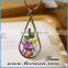 Unisex Fashion Natural Real Dried Flower Round Glass Pendant Necklace New Jewelry