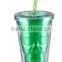 16oz colorful Skull plastic double wall tumbler with lid and straw