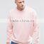Custom Long Sleeve Dropped Shoulders Crew Neck Without Hood Pink Men's 100% Cotton Casual Oversized Fitted Sweatshirt