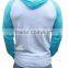 Mens Raglan Long Sleeve Hood T Shirt Cotton Plain Contrasting Color T Shirt Slim Fit Pullover Hoodie T Shirt Wholesale