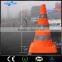 Fluorescent orange collapsible RGB LED light traffic cone