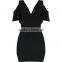 Summer for women 2017 new design deep V-neck balck tight off shoulder sexy dress