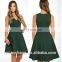 2017 dark green new model women midi dress design