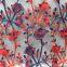 China manufacture red and deep blue parch flower embroidered lace fabric for dress