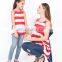 Family Outfits Summer Mom And Me Matching American Flag Print Sleeveless Vest T Shirt Tops (this link for girls,1-12years)