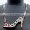 Enamel High Heel Shoe Rhinestone Pendant Necklace