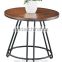 ROUND METAL AND WOOD SWIVEL COFFEE TABLE , END TABLE