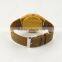 Wholesale Personalized Fashion Yellow Wood Case Watch Men Custom Logo Wrist Watch With Leather Band