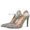 White snake print  pointed court heels shoes women new popular design and fashion high heel sandals