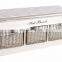 Three BASKET White Wooden Seat BENCH Useful Compartment Storage Organiser Fabric